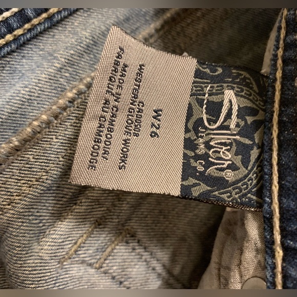 Silver Jeans Mackenzie Capri Denim Blue Jeans Women’s W26 Embroidered Faded Wash - Picture 5 of 5